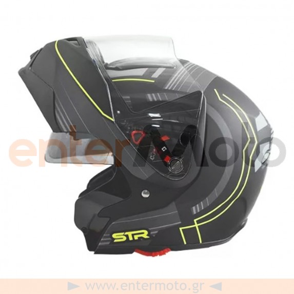 Σπαστό κράνος μηχανής STR Flipper Matt Black/Yellow