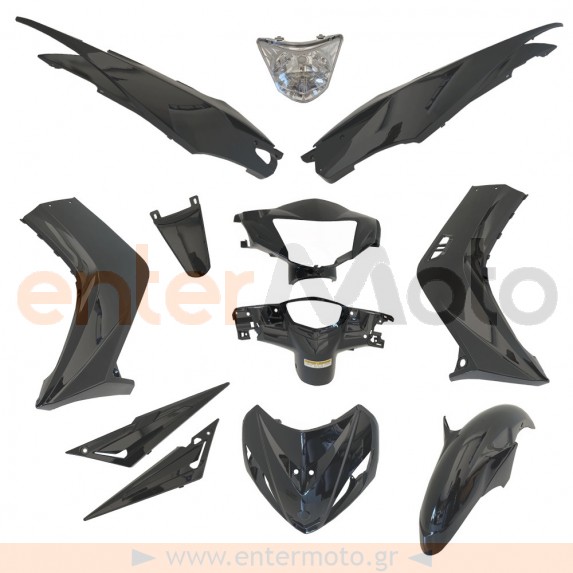 Πλαστικά σετ (κουστούμι) μαύρο χρώμα για Yamaha Crypton-X 135 Ινδονησίας