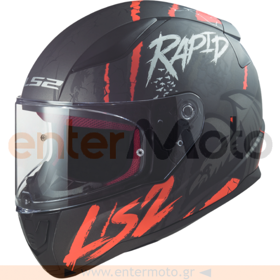 ΚΡΑΝΟΣ LS2 FF353 RAPID RAVEN MATT BLACK WHITE RED